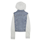 LEVI'S Womens Blue & Grey Denim Hoodie Jacket XS Cotton Button Closure Casual
