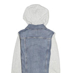 LEVI'S Womens Blue & Grey Denim Hoodie Jacket XS Cotton Button Closure Casual