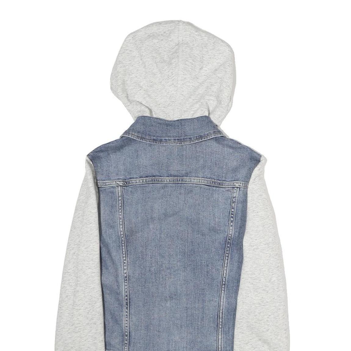 LEVI'S Womens Blue & Grey Denim Hoodie Jacket XS Cotton Button Closure Casual