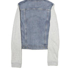 LEVI'S Womens Blue & Grey Denim Hoodie Jacket XS Cotton Button Closure Casual