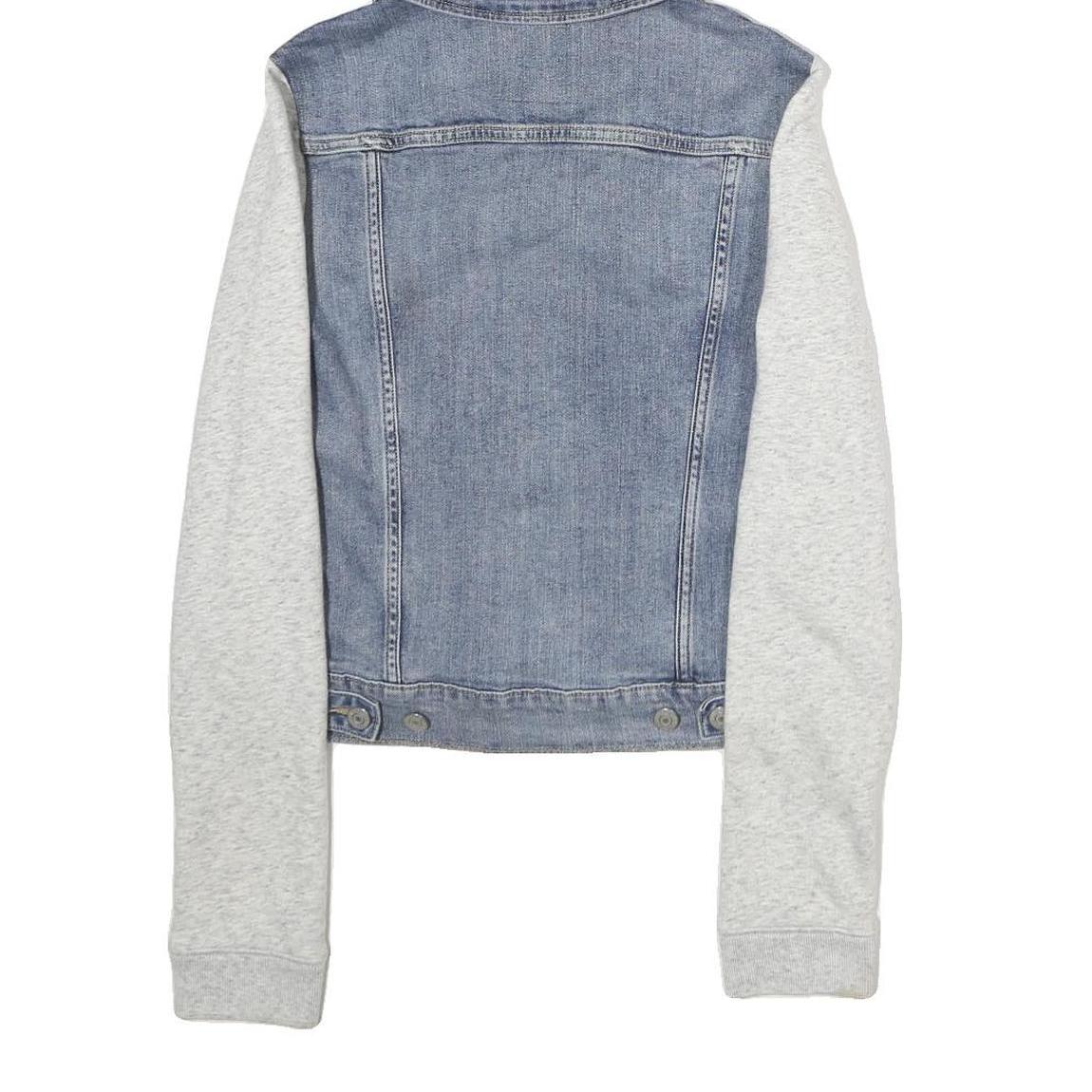 LEVI'S Womens Blue & Grey Denim Hoodie Jacket XS Cotton Button Closure Casual