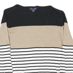 TOMMY HILFIGER Womens Black & Beige Patterned Crew Neck Basic Knit Jumper L