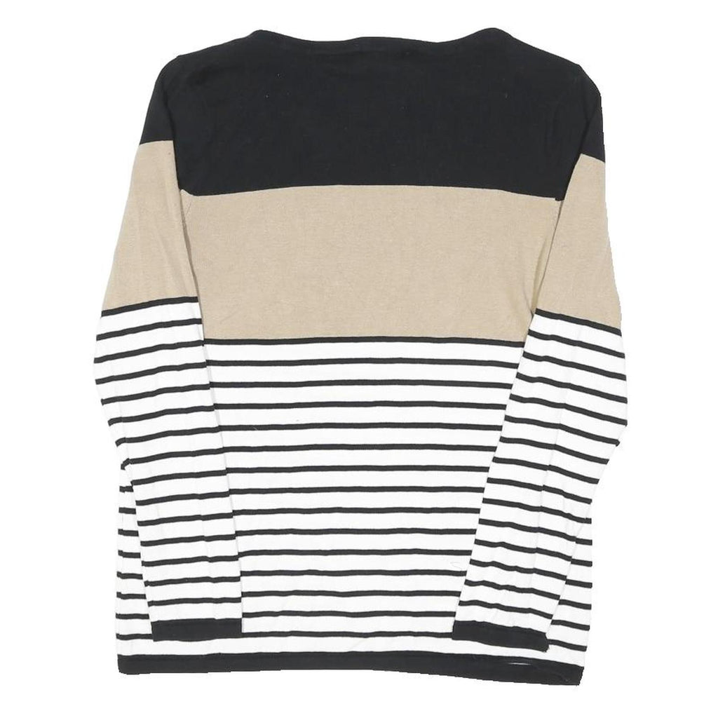 TOMMY HILFIGER Womens Black & Beige Patterned Crew Neck Basic Knit Jumper L