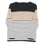 TOMMY HILFIGER Womens Black & Beige Patterned Crew Neck Basic Knit Jumper L