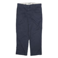 DICKIES Mens Cotton Blend Navy Blue Regular Fit Straight Leg Trousers W36 L29