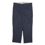 DICKIES Mens Cotton Blend Navy Blue Regular Fit Straight Leg Trousers W36 L29