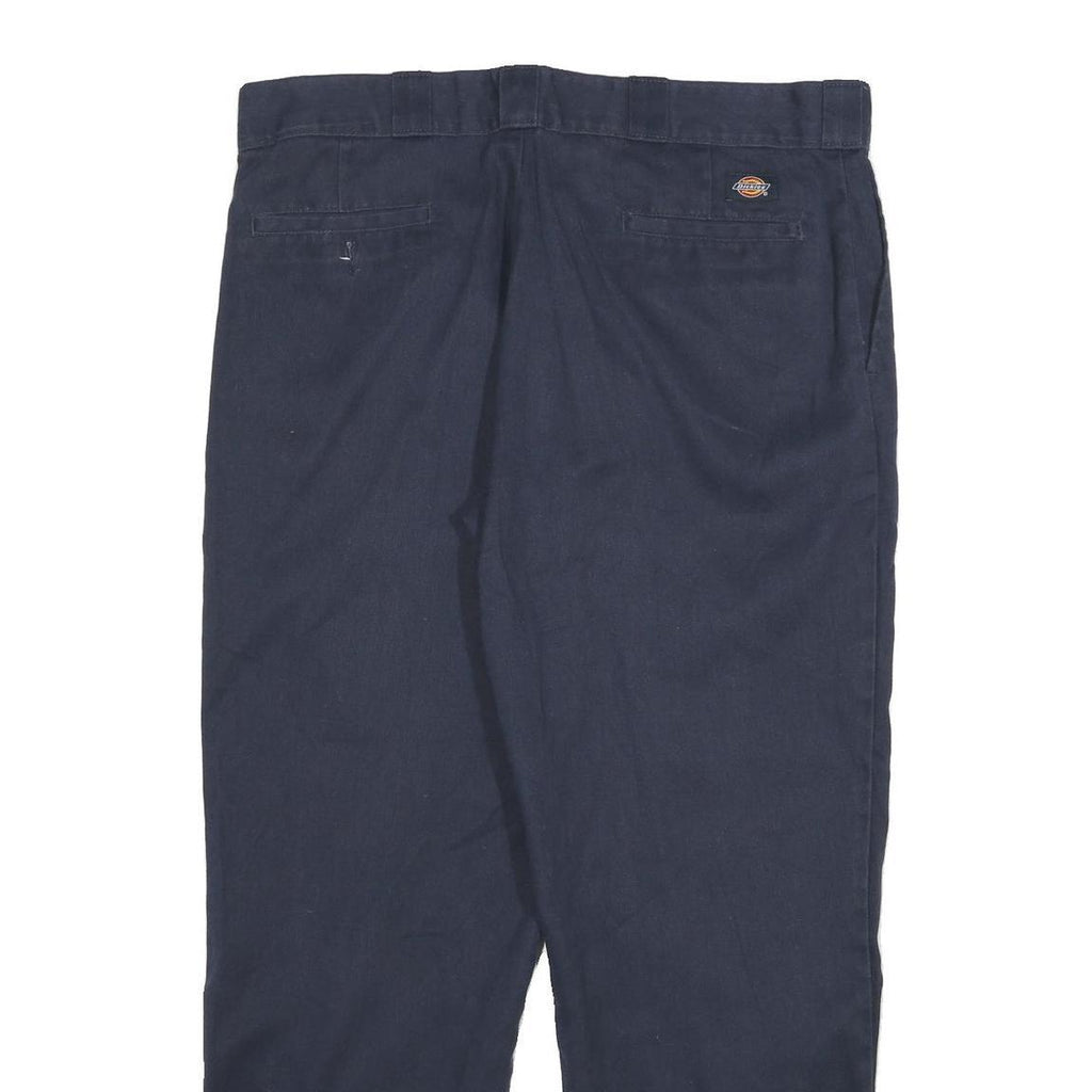 DICKIES Mens Cotton Blend Navy Blue Regular Fit Straight Leg Trousers W36 L29