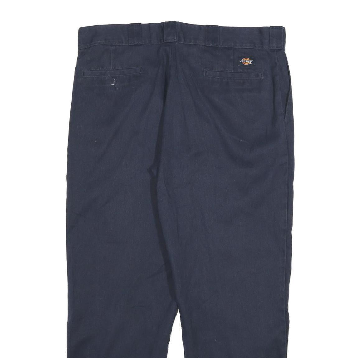 DICKIES Mens Cotton Blend Navy Blue Regular Fit Straight Leg Trousers W36 L29