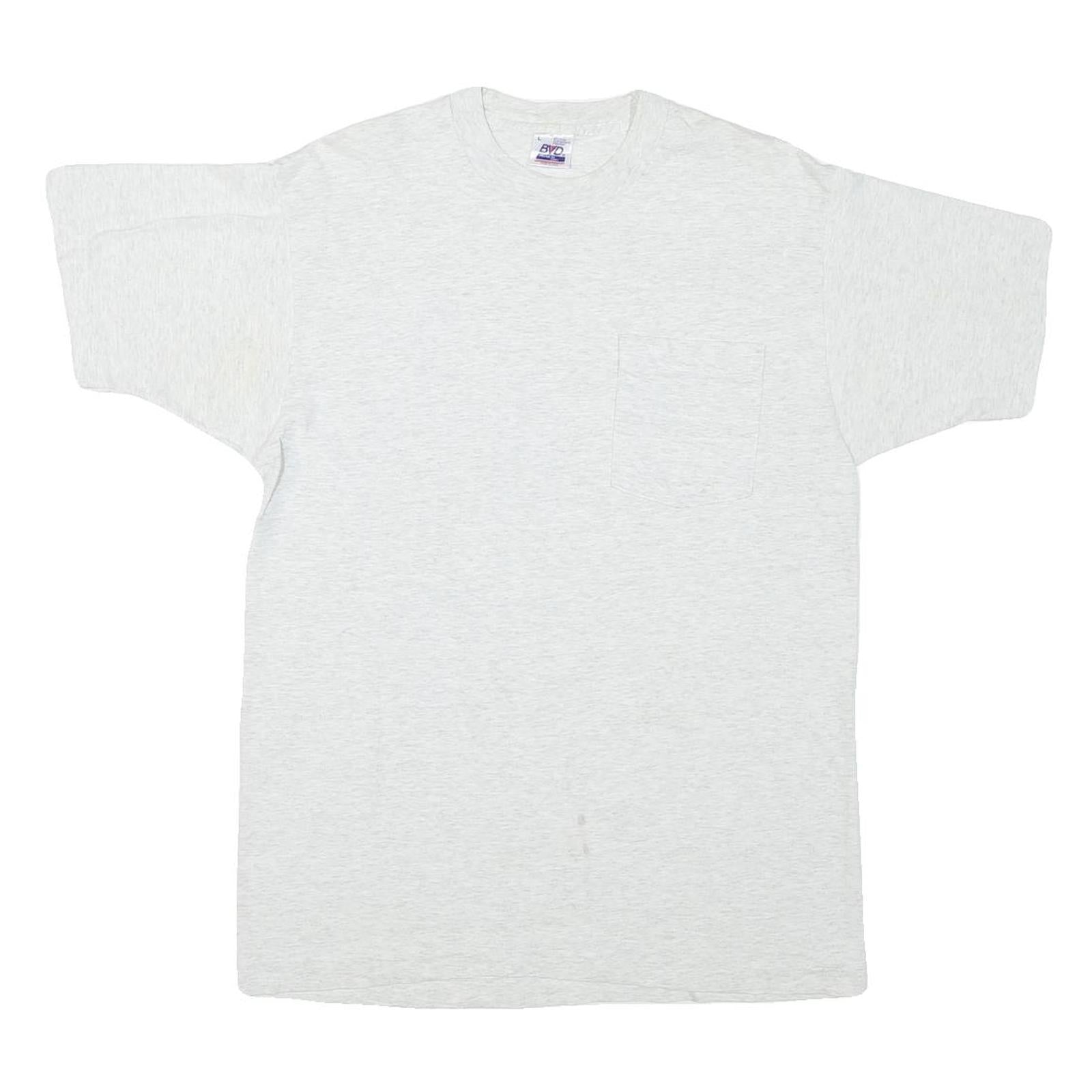 BVD Mens White Plain T-Shirt L Short Sleeve Crew Neck Cotton Blend