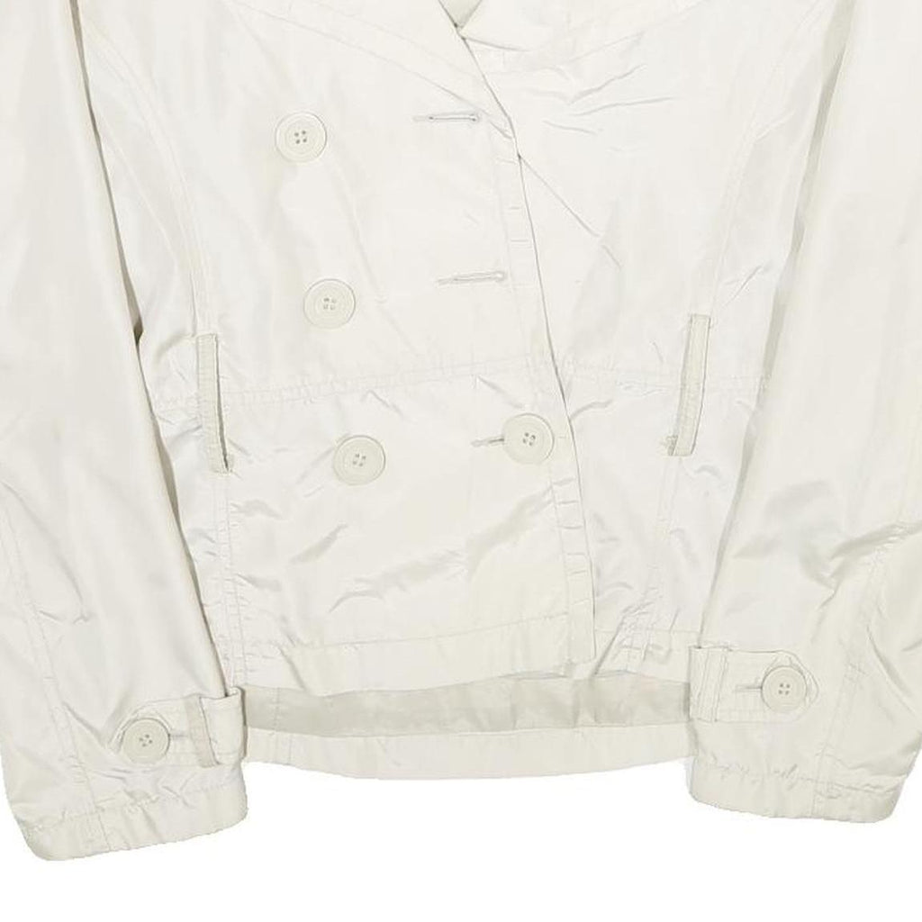ZARA Womens White Nylon Button Jacket L Lightweight Casual Outerwear