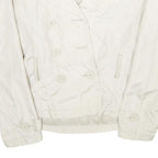 ZARA Womens White Nylon Button Jacket L Lightweight Casual Outerwear