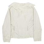 ZARA Womens White Nylon Button Jacket L Lightweight Casual Outerwear