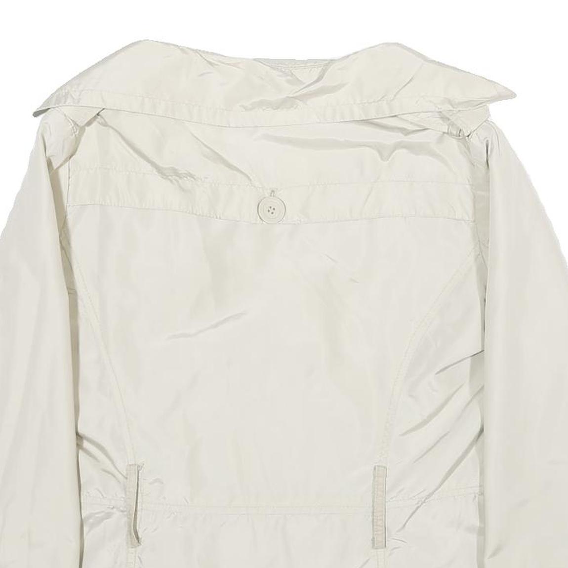 ZARA Womens White Nylon Button Jacket L Lightweight Casual Outerwear
