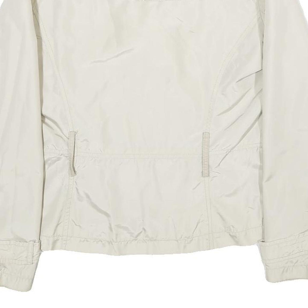 ZARA Womens White Nylon Button Jacket L Lightweight Casual Outerwear