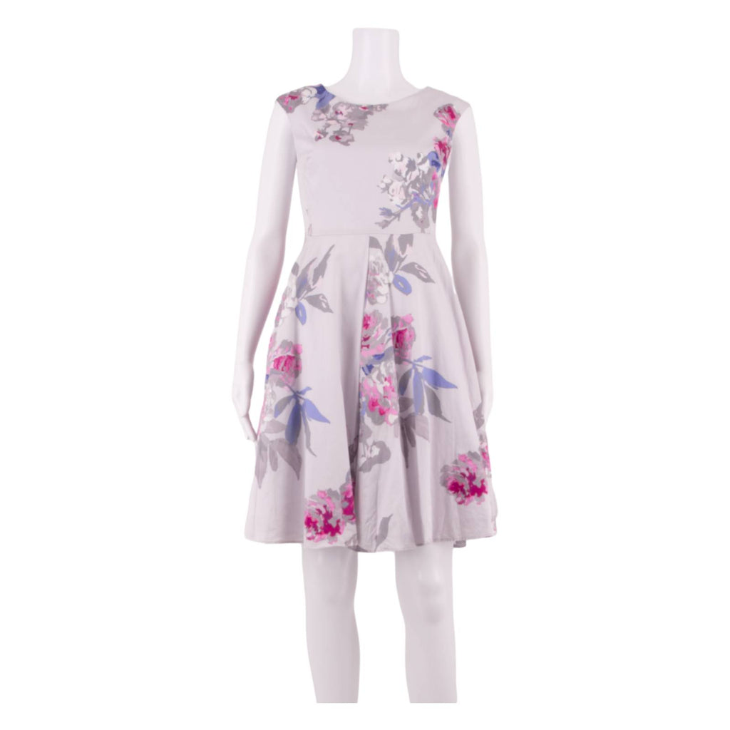 JOULES Occasion Wear Womens Fit & Flare Dress Grey Floral Knee Length UK 8