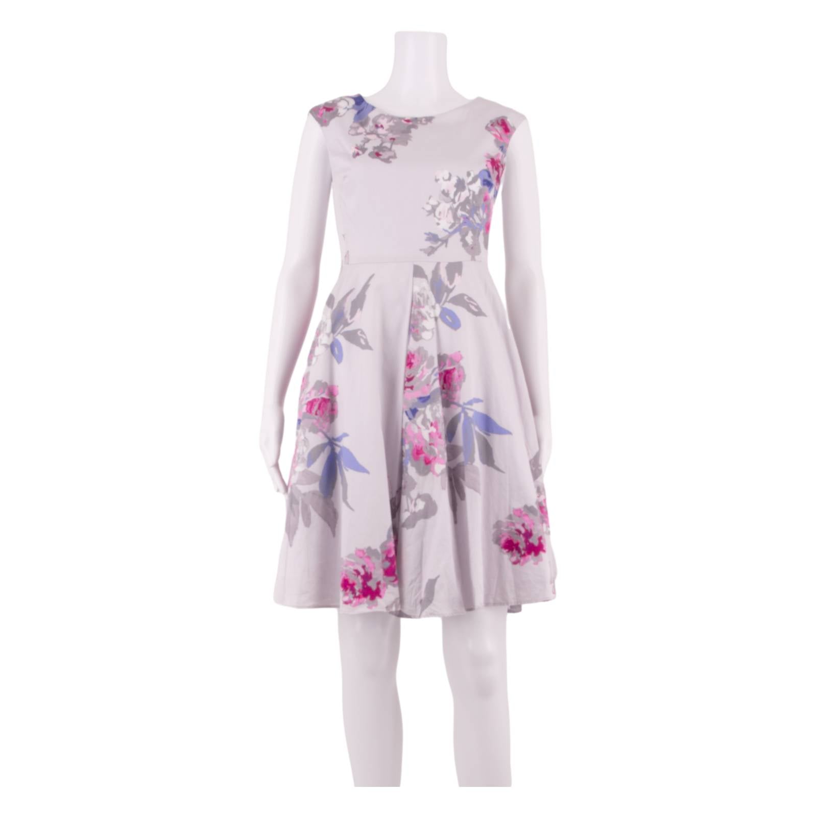 JOULES Occasion Wear Womens Fit & Flare Dress Grey Floral Knee Length UK 8