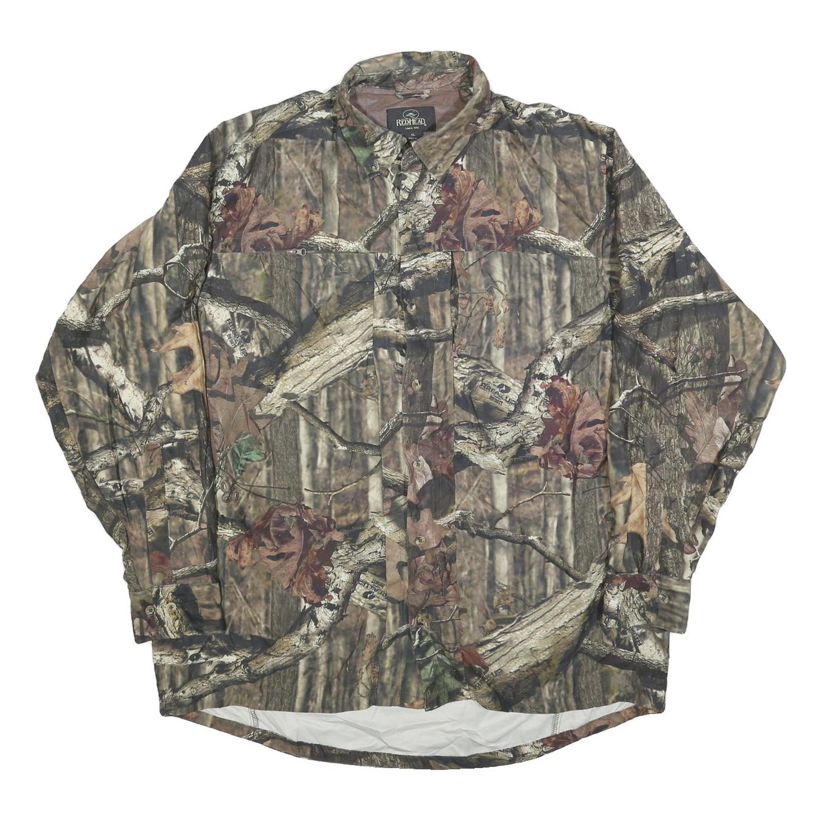 RED HEAD Mens Brown & Green Camouflage Shirt XL Polyester Blend Outdoor Hunting