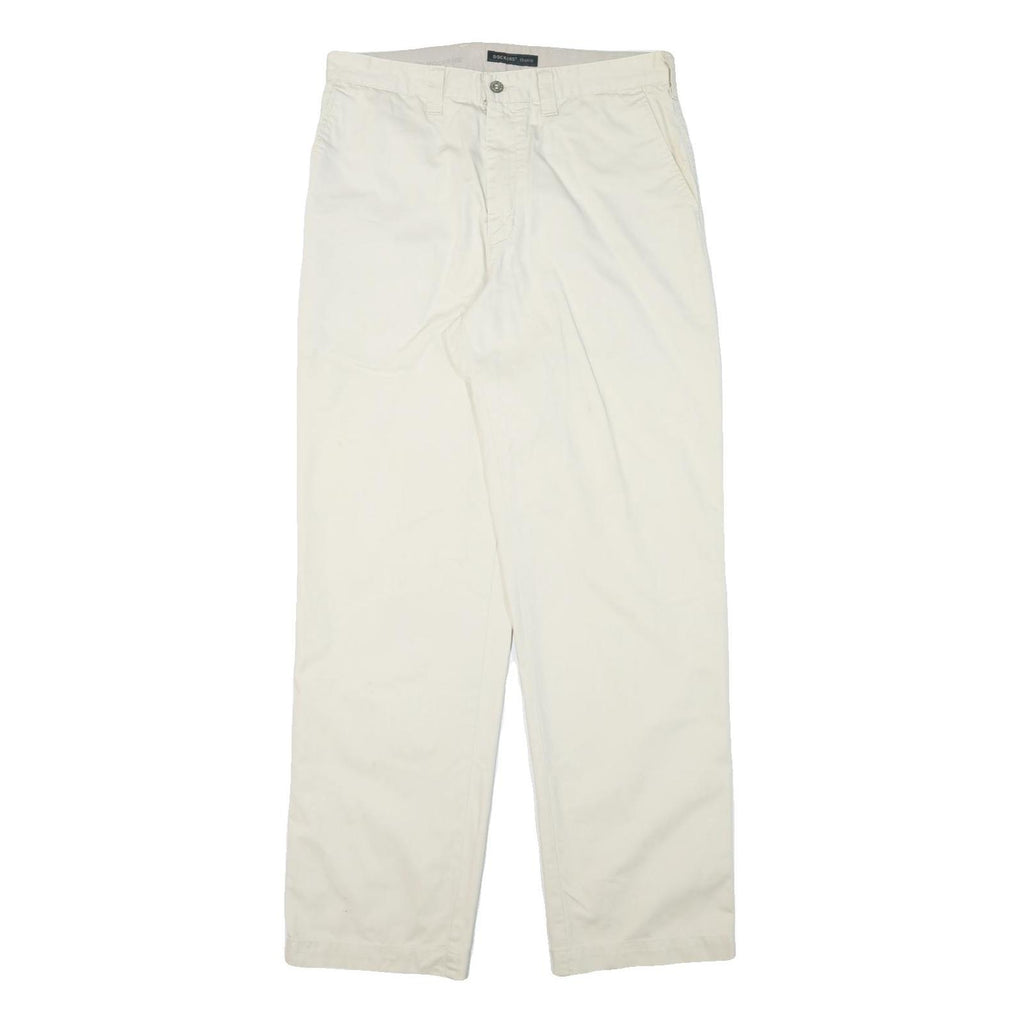 DOCKERS Mens Cotton Blend White Relaxed Straight Trousers W32 L32 Casual Zip Fly