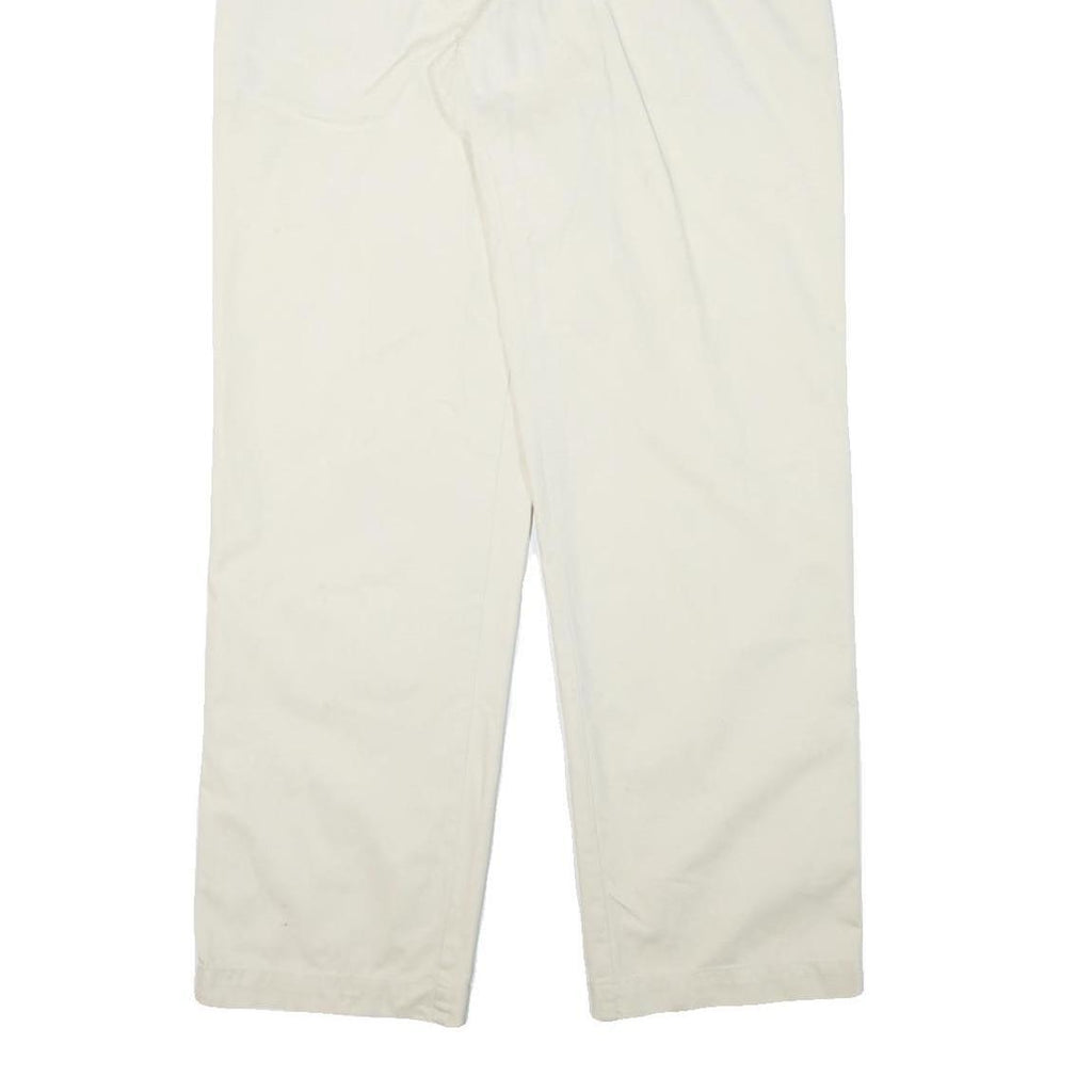 DOCKERS Mens Cotton Blend White Relaxed Straight Trousers W32 L32 Casual Zip Fly