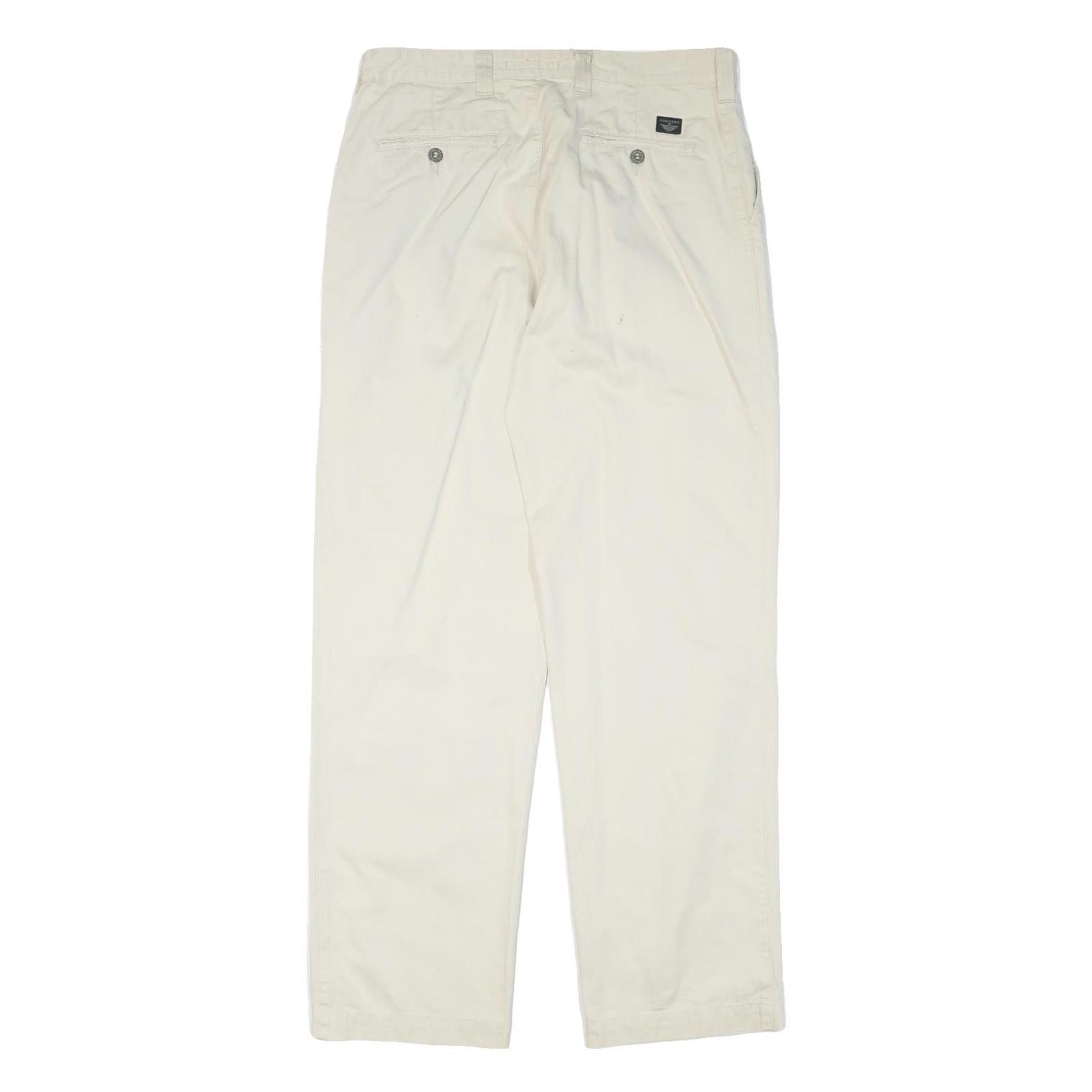 DOCKERS Mens Cotton Blend White Relaxed Straight Trousers W32 L32 Casual Zip Fly