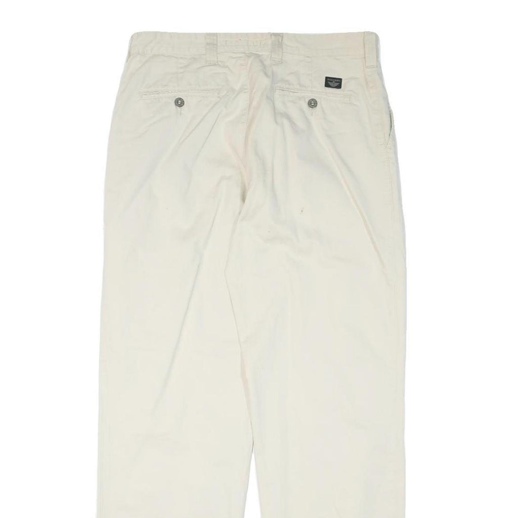 DOCKERS Mens Cotton Blend White Relaxed Straight Trousers W32 L32 Casual Zip Fly