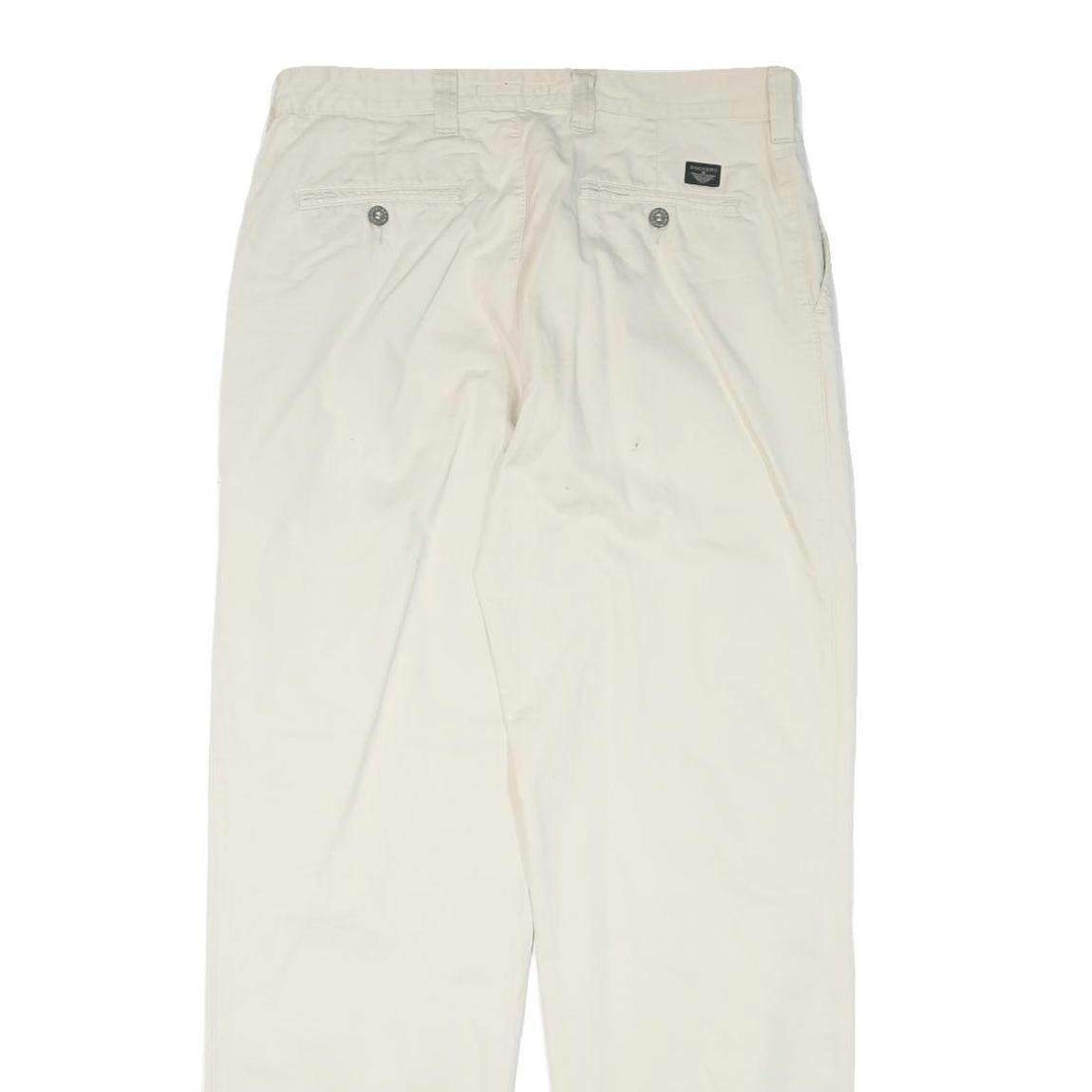 DOCKERS Mens Cotton Blend White Relaxed Straight Trousers W32 L32 Casual Zip Fly