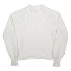 SONOMA Womens White Patterned Plain Crew Neck Chunky Knit Jumper M Soft Warm