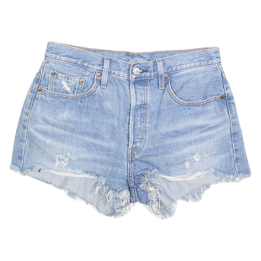 LEVI'S Womens Denim Blue Shorts M W29 Distressed Casual