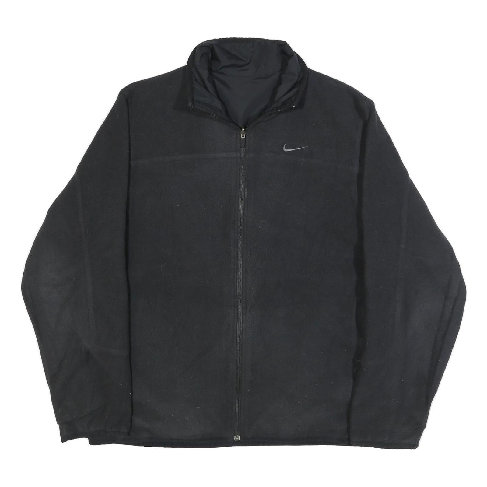 NIKE Mens Black & Dark Grey Reversible Zip Jacket XL Polyamide Plain Casual