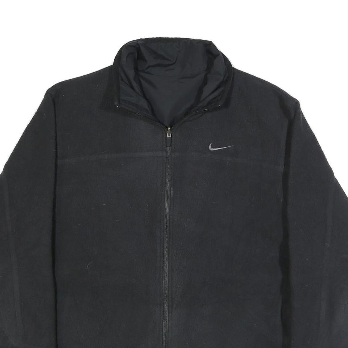 NIKE Mens Black & Dark Grey Reversible Zip Jacket XL Polyamide Plain Casual