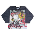 CCM Hockey Chicago Blackhawks Mens Jersey Black Long Sleeve USA V-Neck S