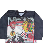 CCM Hockey Chicago Blackhawks Mens Jersey Black Long Sleeve USA V-Neck S