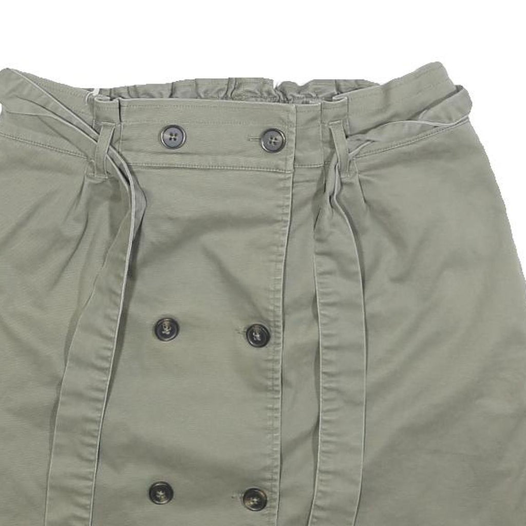 REITMANS Womens Green Cotton Blend Wrap Skirt Short Button Detail Size M