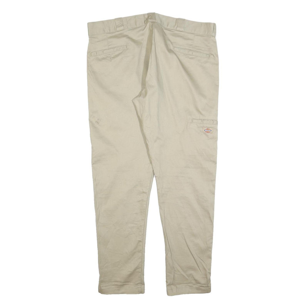 DICKIES Mens Slim Beige Cotton Blend Slim Straight Trousers W38 L30 Workwear