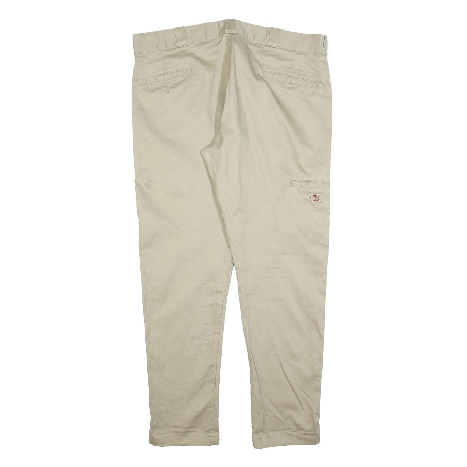 DICKIES Mens Slim Beige Cotton Blend Slim Straight Trousers W38 L30 Workwear