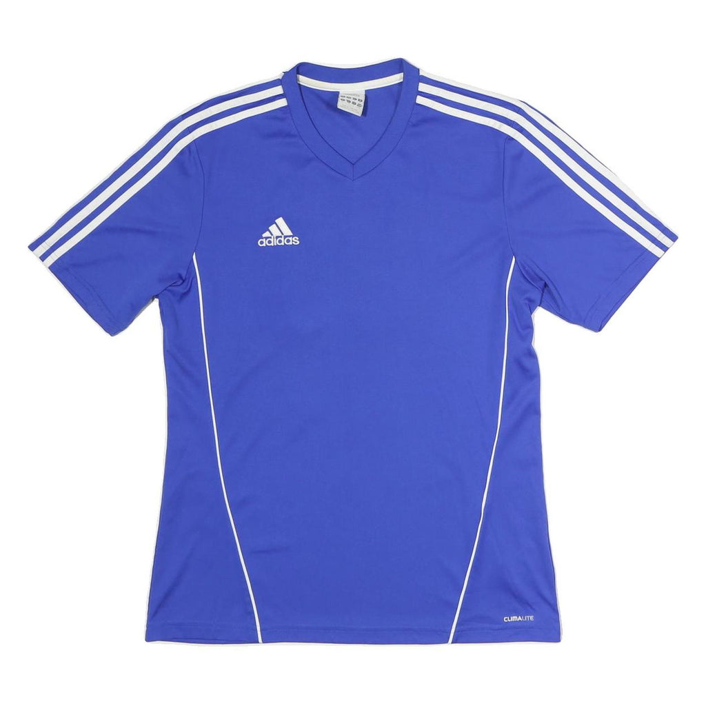 ADIDAS Mens Blue Athletic T-Shirt M Short Sleeve V-Neck Sports Jersey 10 Print