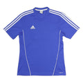 ADIDAS Mens Blue Athletic T-Shirt M Short Sleeve V-Neck Sports Jersey 10 Print
