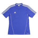 ADIDAS Mens Blue Athletic T-Shirt M Short Sleeve V-Neck Sports Jersey 10 Print