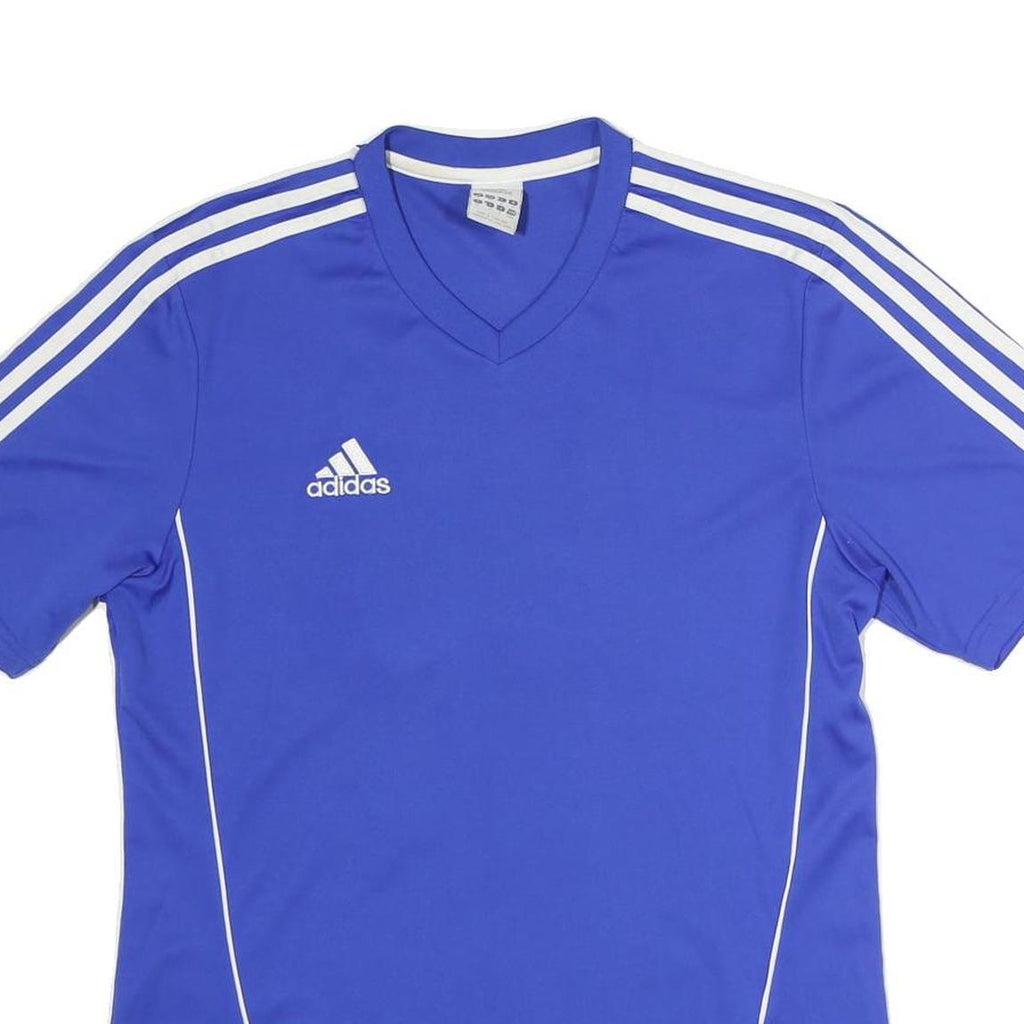 ADIDAS Mens Blue Athletic T-Shirt M Short Sleeve V-Neck Sports Jersey 10 Print