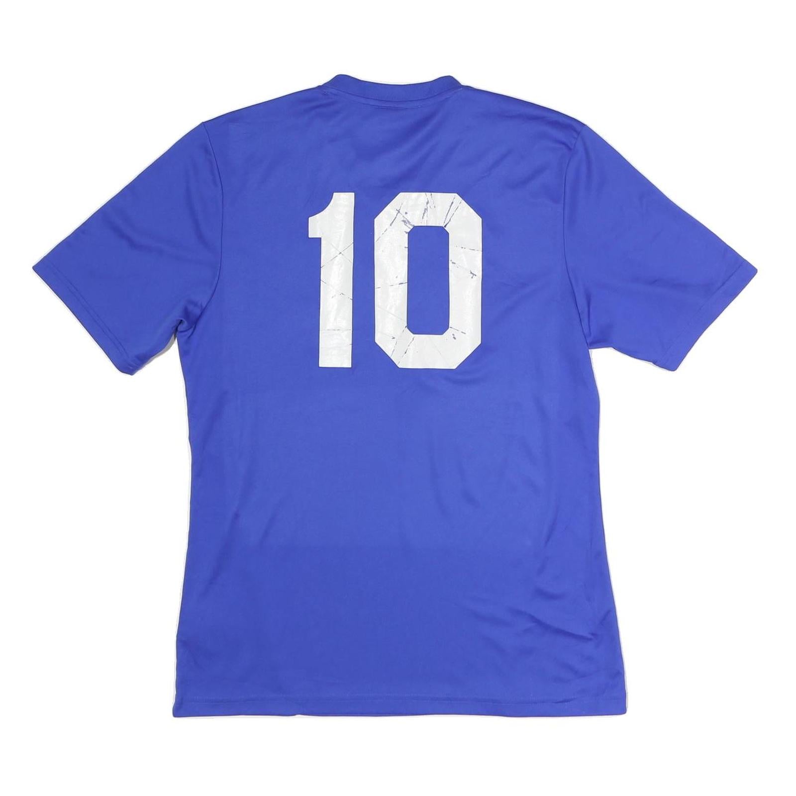 ADIDAS Mens Blue Athletic T-Shirt M Short Sleeve V-Neck Sports Jersey 10 Print