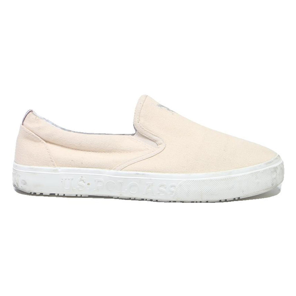 U.S. POLO ASSN Womens Slip-On Canvas Shoes Cream UK 6 Casual Summer Footwear