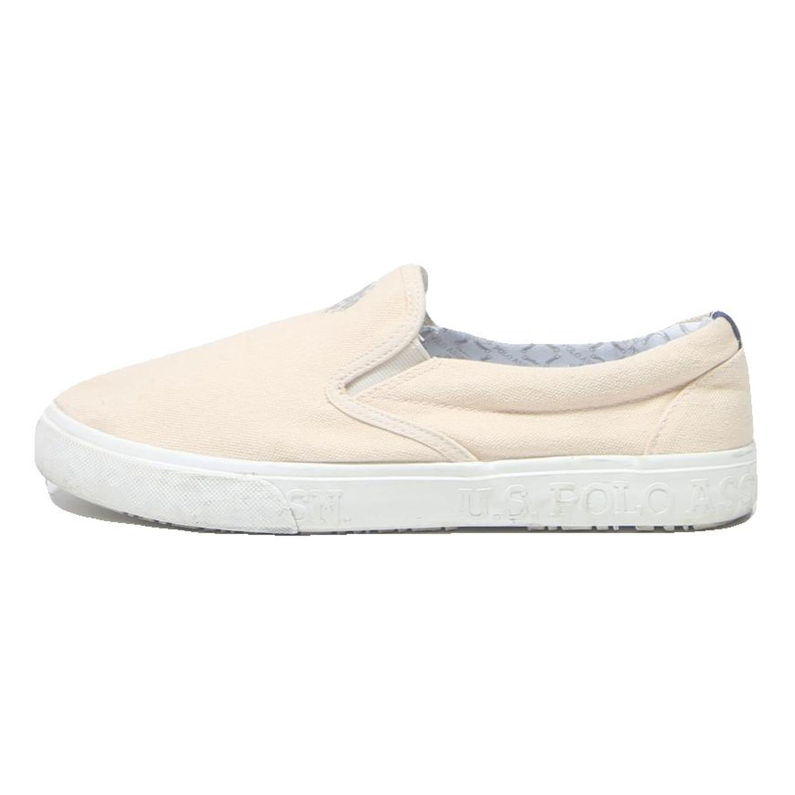 U.S. POLO ASSN Womens Slip-On Canvas Shoes Cream UK 6 Casual Summer Footwear