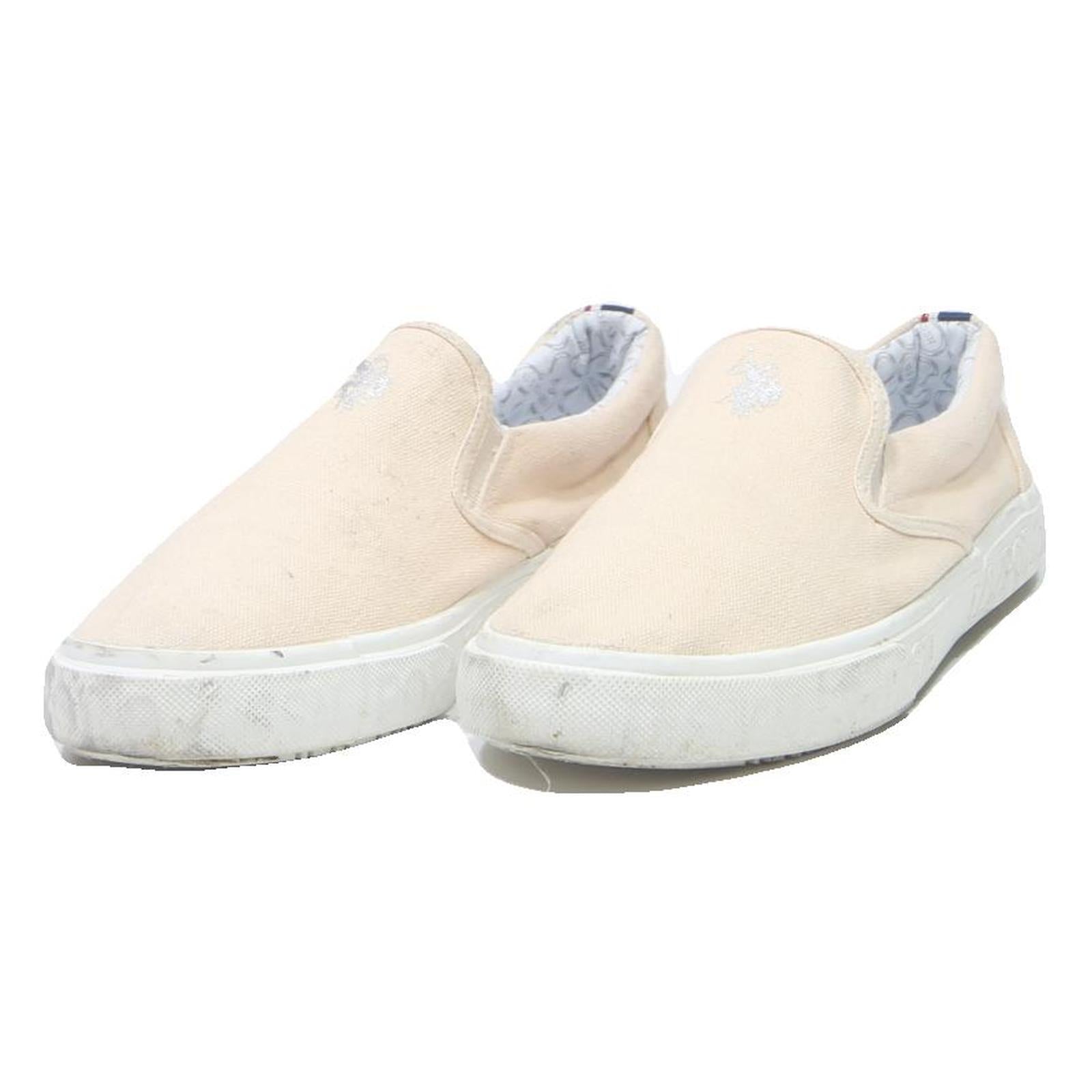 U.S. POLO ASSN Womens Slip-On Canvas Shoes Cream UK 6 Casual Summer Footwear