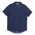 TOMMY HILFIGER Mens Blue Shirt M Cotton Short Sleeve Button Front Casual