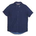 TOMMY HILFIGER Mens Blue Shirt M Cotton Short Sleeve Button Front Casual