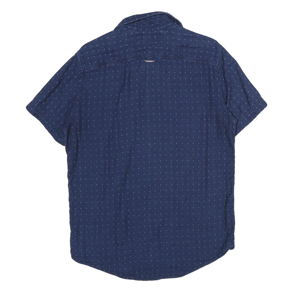 TOMMY HILFIGER Mens Blue Shirt M Cotton Short Sleeve Button Front Casual