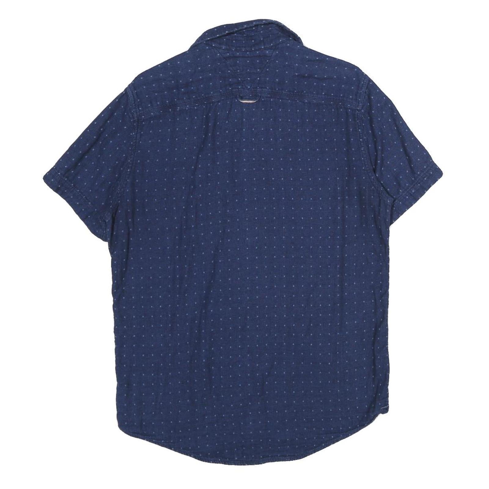 TOMMY HILFIGER Mens Blue Shirt M Cotton Short Sleeve Button Front Casual