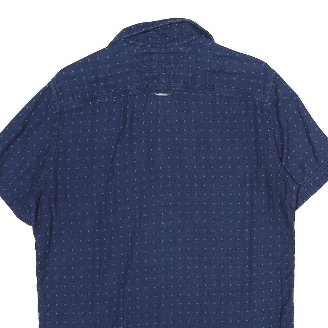 TOMMY HILFIGER Mens Blue Shirt M Cotton Short Sleeve Button Front Casual