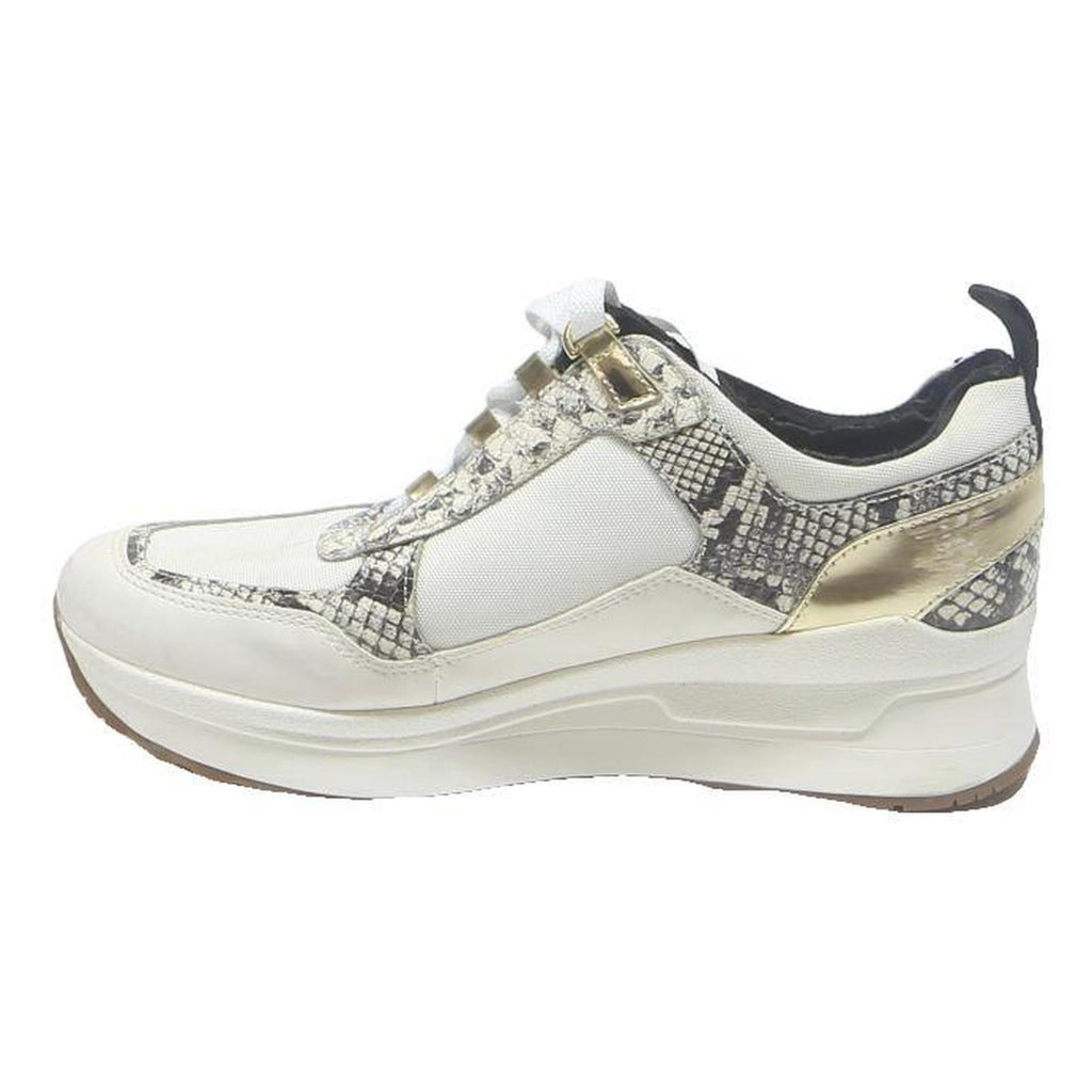 MICHAEL KORS Womens Leather Low Top Trainers White Gold UK 7 Stylish Comfortable
