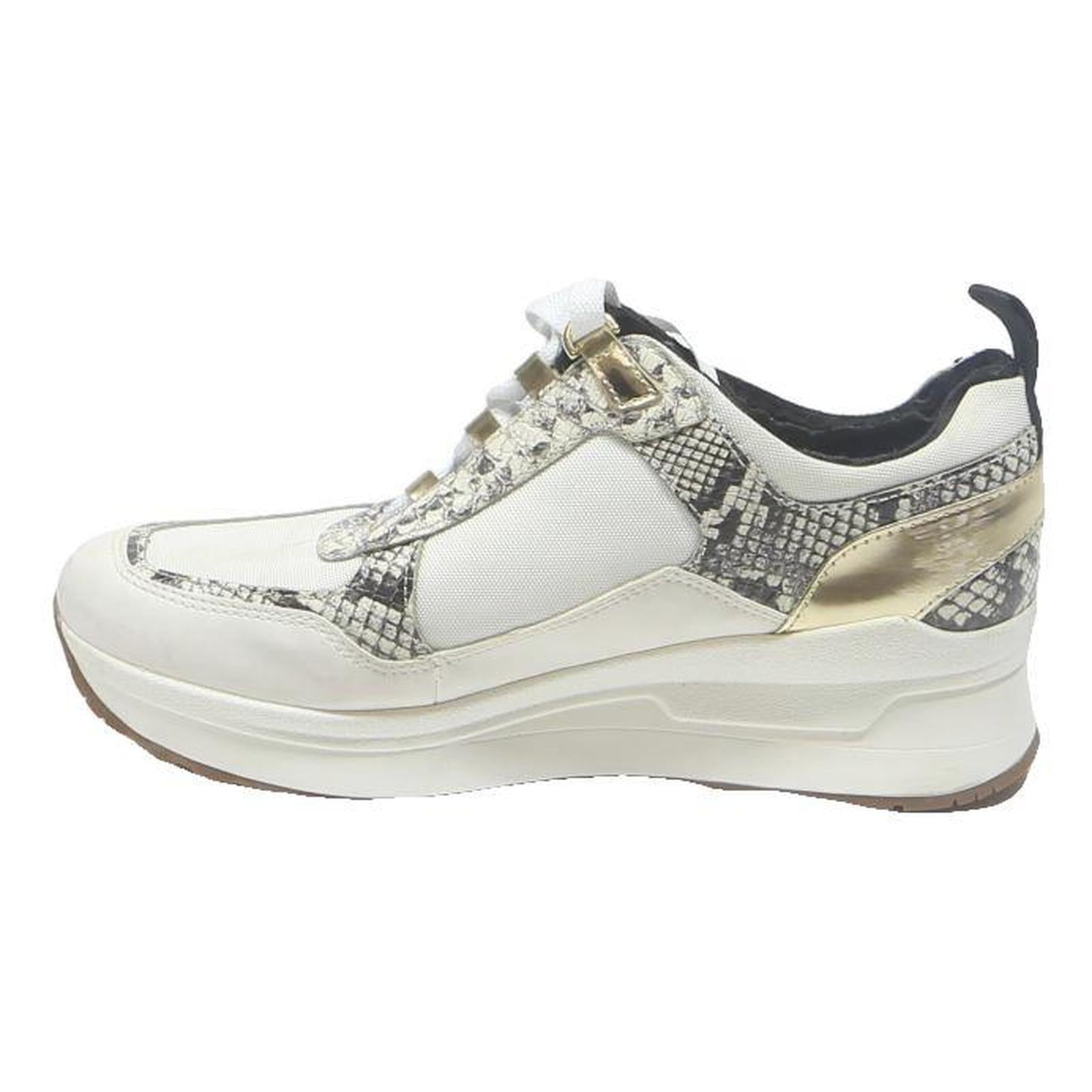 MICHAEL KORS Womens Leather Low Top Trainers White Gold UK 7 Stylish Comfortable